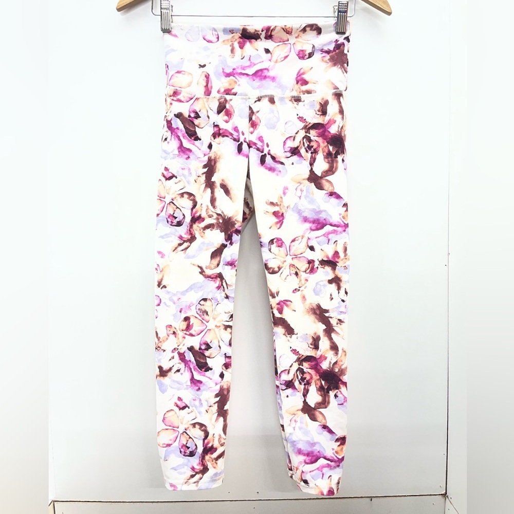 Balance Collection Watercolor Floral Leggings - Purple, Pink & Brown